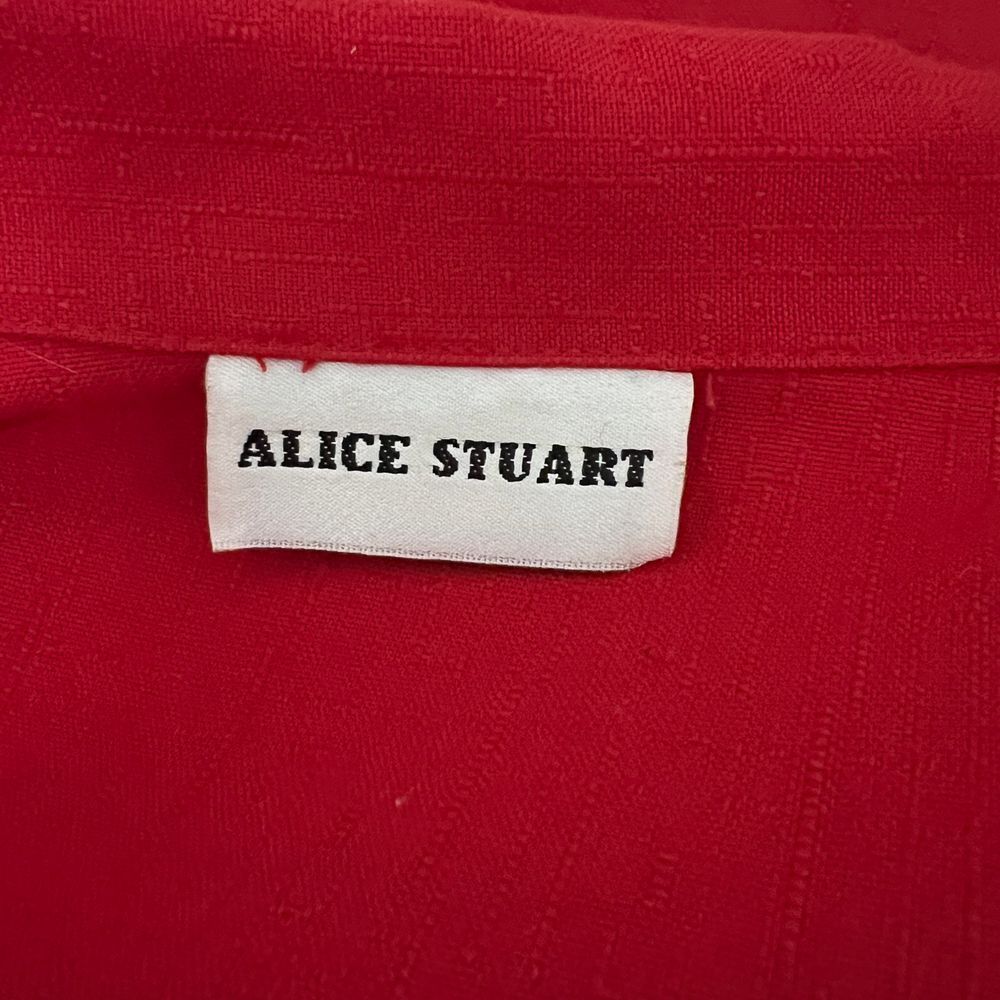 Alice Stuart Red Linen Blazer‎ Oversized Long Jacket Professional Office Wear - Picture 5 of 7
